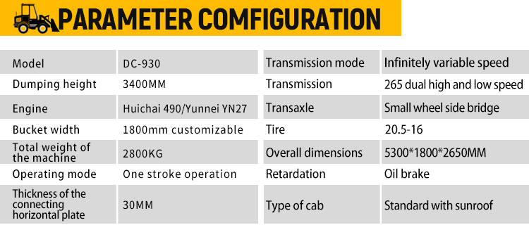 930 model 2.8 Ton Wheel 4WD loader