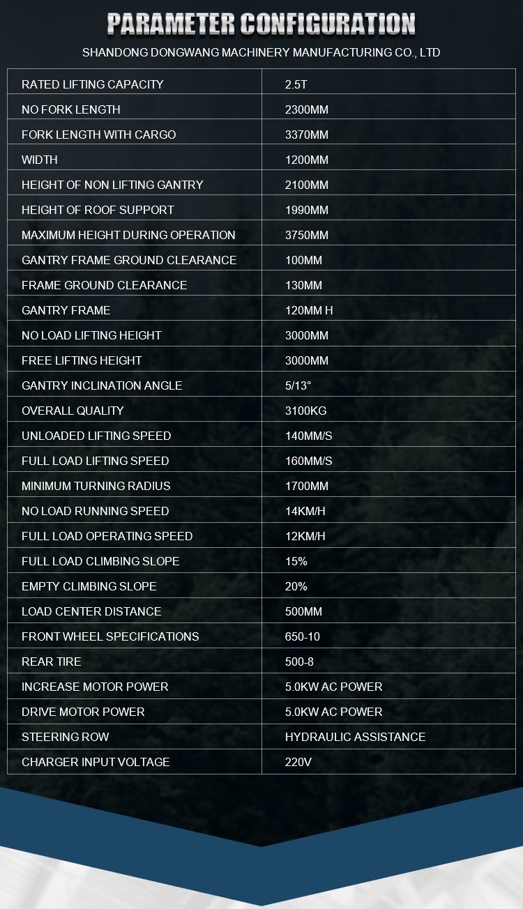 2.5Ton Electric Forklif with Battery